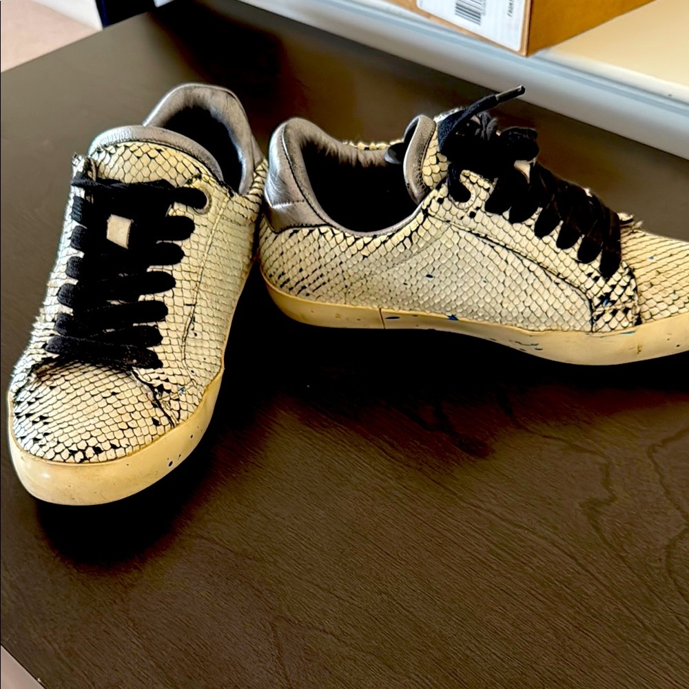 Zadig & Voltaire white snakeskin sneakers